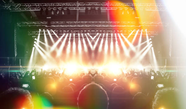 istock Concert stage, people are visible waving and clapping, silhouettes are visible 1219994398