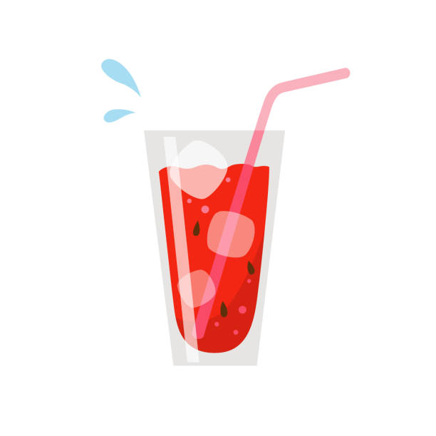 illustrazioni stock, clip art, cartoni animati e icone di tendenza di un bicchiere di succo di anguria isolato su sfondo bianco - watermelon melon fruit juice