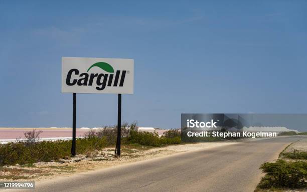 Sea Salt Is Harvest From The Saltpans On Bonaire By Cargill Stock Photo - Download Image Now