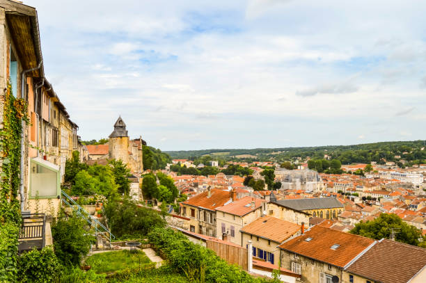 Landscape with old town, Bar-le-Duc stock photo