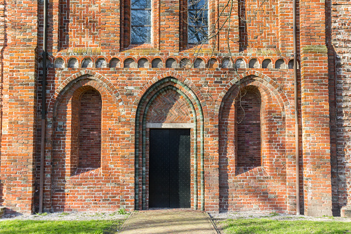 Entrance to the historic Nicolai church in Appingedam, Netherlands