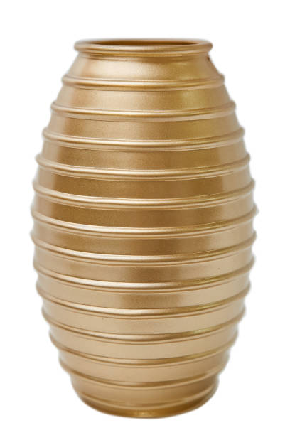 istock Stylish, deep vase of gold color. Isolated. 1220002621
