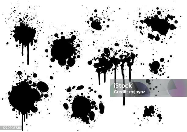 Éclaboussures De Peinture Noire Vecteurs libres de droits et plus d'images vectorielles de Peinture - Peinture, Barbouillé, Goutte - État liquide
