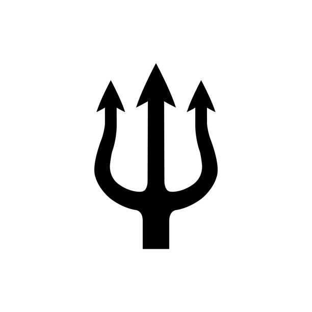 Trident icon, logo isolated on white background Trident icon, logo isolated on white background neptune fork stock illustrations