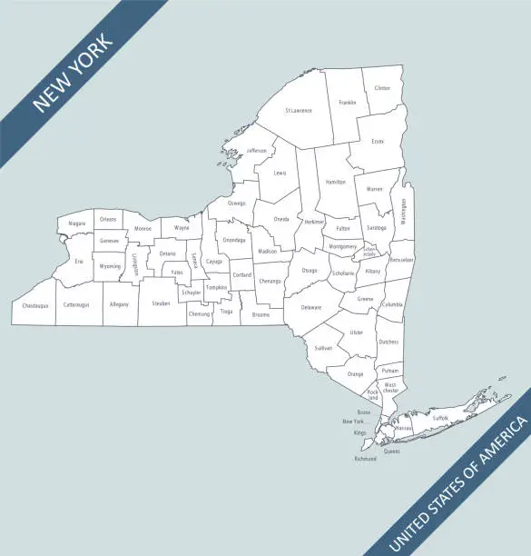 Vector illustration of County map of New York