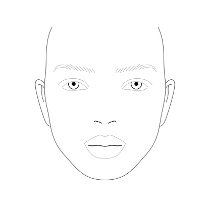 Face chart for makeup of african woman