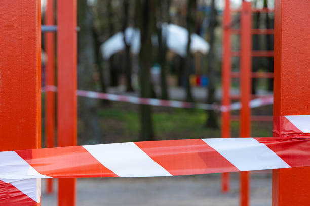 istock isolation fenced territory by prohibition tape red white object quarantine conditions concept 1220014658