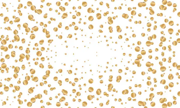 Vector illustration of Festive gold round confetti on white background. Vector illustration for decoration of holidays, postcards, posters, websites, carnivals, children's parties, birthday and elebration.