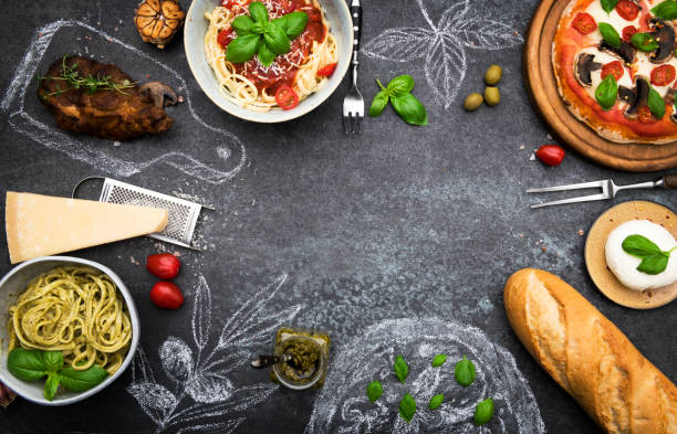 istock Italian food with ingredients and copy space 1220017786