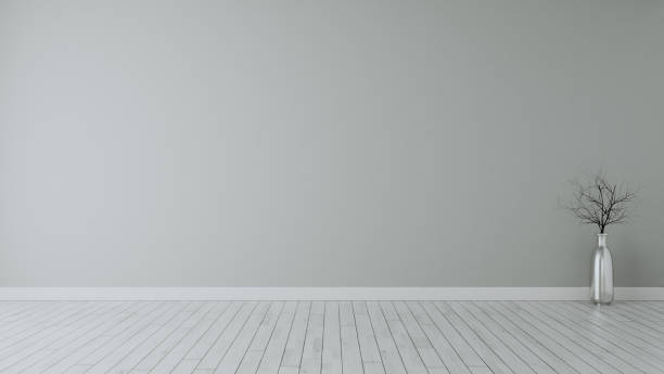 istock empty room with grey wall painted and dry plant 3D rendering 1220017824