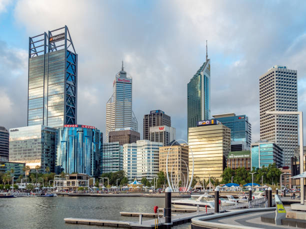 istock Perth City Elizabeth Quay with Restaurants, Artwork & new buildings. 1220024097