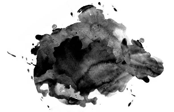 istock Black watercolor spot with splashes 1220024928