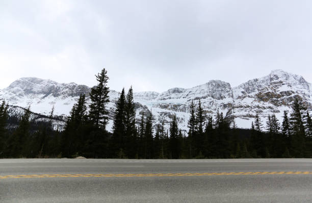Icefields Parkway is one of the most beautiful roads in the world. stock photo