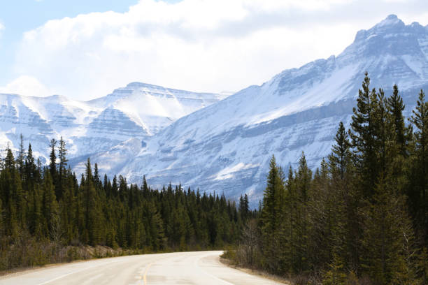 Icefields Parkway is one of the most beautiful roads in the world stock photo