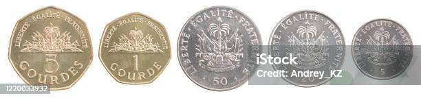 Haiti Coins In A Row Stock Photo - Download Image Now - Haiti, Currency, Coin