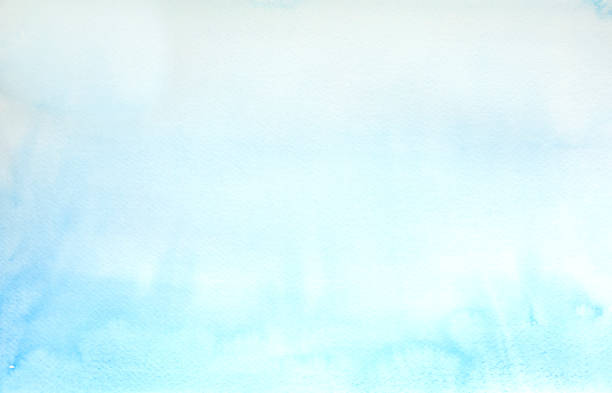 light blue watercolor background - abstract ocean - hand colored fotos imagens e fotografias de stock