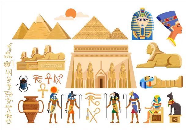 Vector illustration of Cultural symbols of ancient Egypt