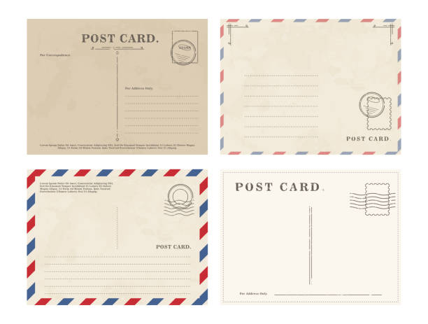 ilustrații de stoc cu set de cărți poștale goale simple - carte poştală