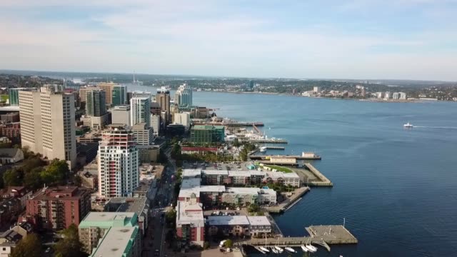 Halifax, Canada. Aérial view of the city with buildings and main river of the region.