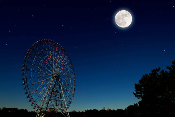 istock Full moon rising over the Ferris Wheel 1220036017