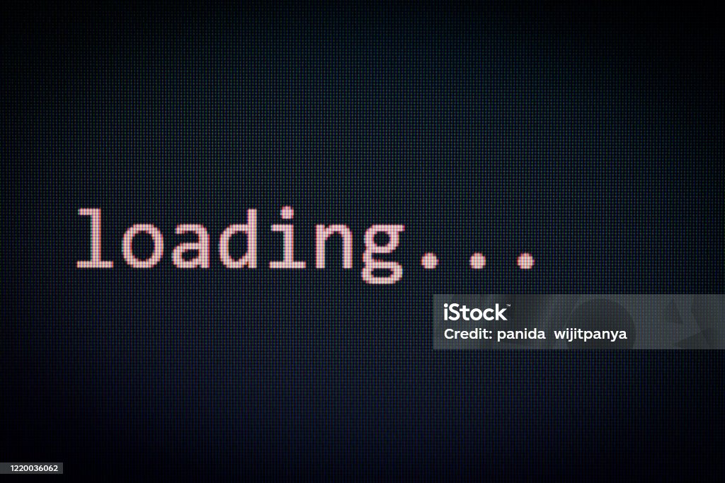 Data Loading Message Loading Message On Display Screen Black Background Data Progress ...