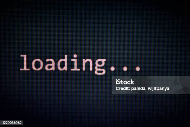 Loading Message On Display Screen Black Background Data Progress ...
