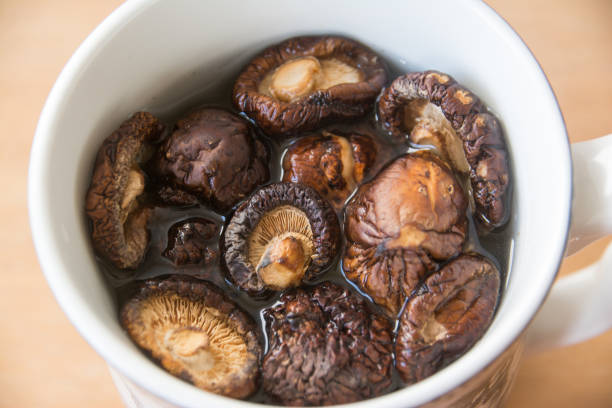 istock Dried Mushrooms Soaking in Water, Top View 1220039351