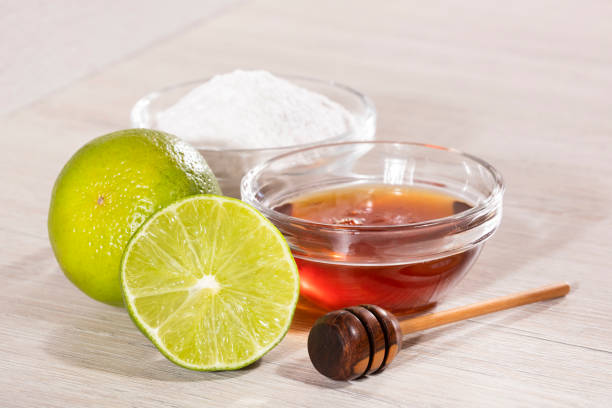 istock Honey, lemon and baking soda for face mask 1220039634