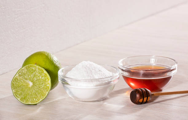istock Honey, lemon and baking soda for face mask 1220039648