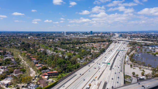 Santa Ana, California Aerial view of the urban core of downtown Santa Ana, California with clear views extending into Anaheim. anaheim california stock pictures, royalty-free photos & images
