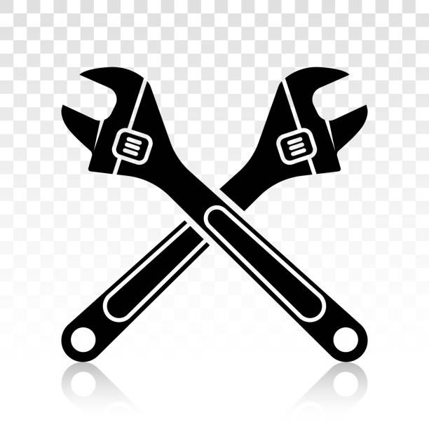 ilustrações de stock, clip art, desenhos animados e ícones de adjustable wrench vector line art icons on a transparent background - adjustable wrench