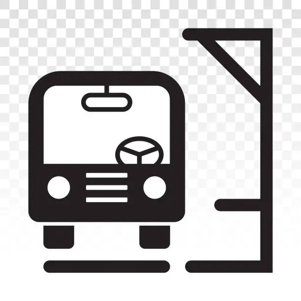 Vector illustration of Bus station public transportation vector flat icon on a transparent background