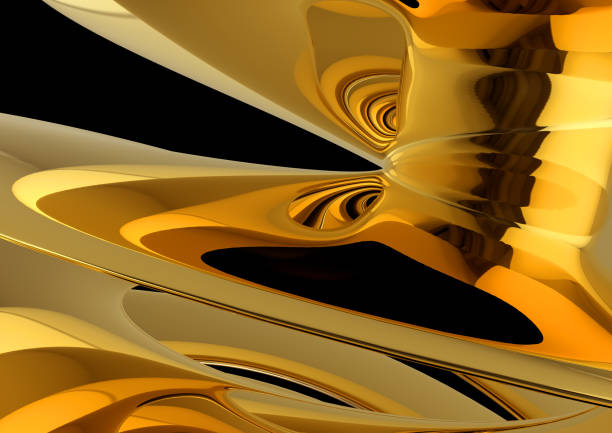 istock A 3D rendering image of golden yellow spiral object twist with reflection 1220042331