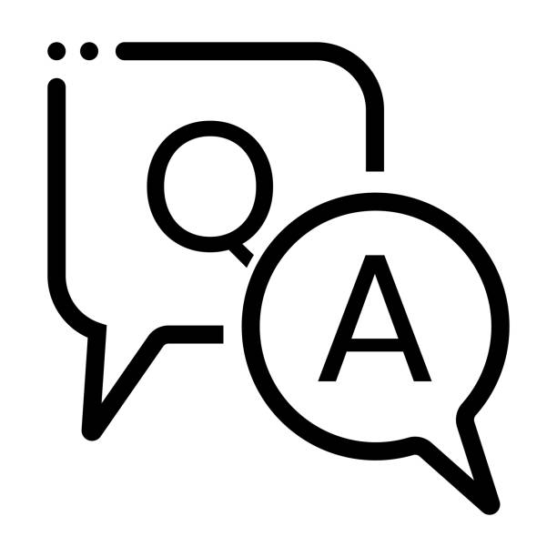 stockillustraties, clipart, cartoons en iconen met vraag en antwoord of q&a-spraakbellen vectorlijnkunstpictogram op een witte achtergrond - questions and answers