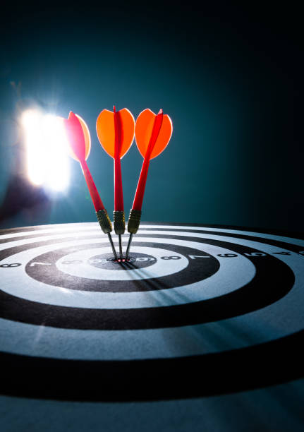 istock Close up of darts on target 1220045804