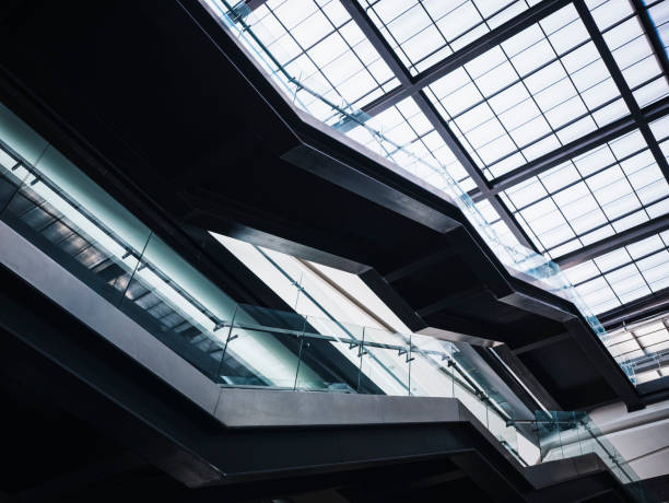 istock Stairs step Glass roof interior Modern building Architecture details 1220048772