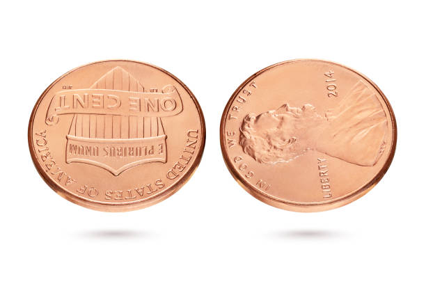 istock Both sides of one US cent or penny isolated on white 1220049087