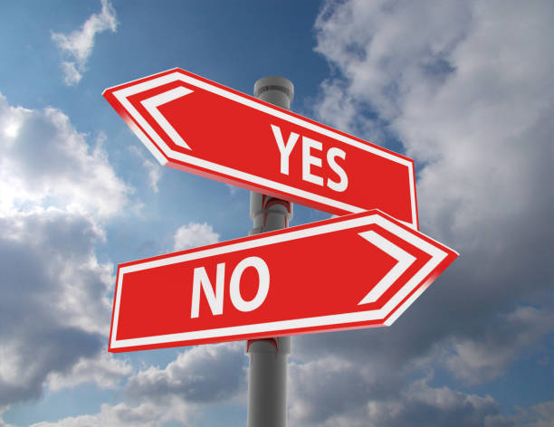 istock two road signs - yes or no choice 1220050177
