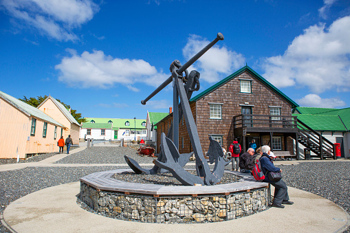 Port Stanley, Falkland Islands - February 24, 2020: the Museum of the Falkland Islands.
 Interesting Museum of the history of the Falkland Islands.