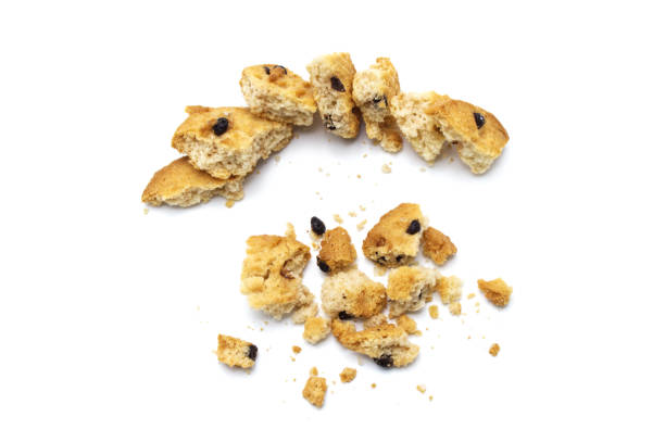 istock Chocolate chip cookies and crumble cracks isolated on white background. Sweet biscuits delicious and crunchy homemade pastry. 1220051427