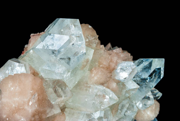 istock Transparent apophyllite and pink stilbit 1220054314