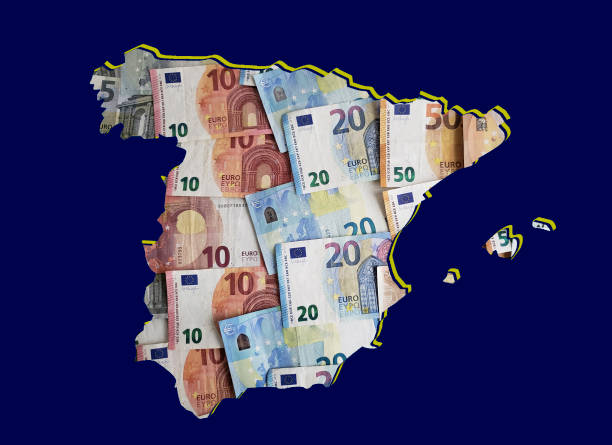 contesto per le imprese, l'economia e la finanza in spagna - currency exchange currency euro symbol european union currency foto e immagini stock