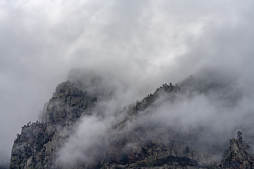 Cliffs in the clouds on the island of Gran Canaria in Spain