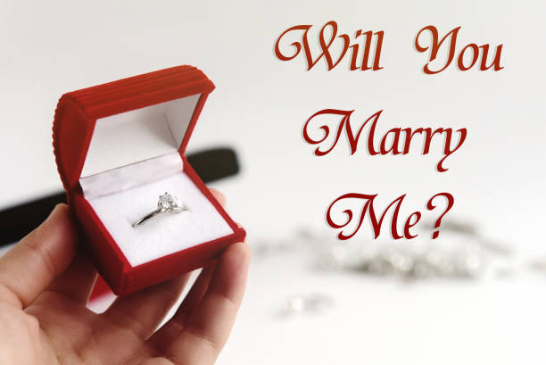 istock luxury ring in hand, will you marry me text, greeting card concept 1220055602
