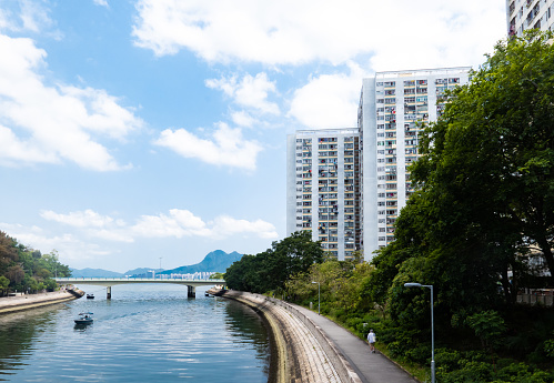 Drone view of Tai Po New Town, Hong Kong