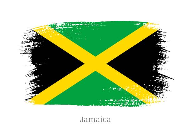 istock Jamaica official flag in shape of brush stroke 1220063278