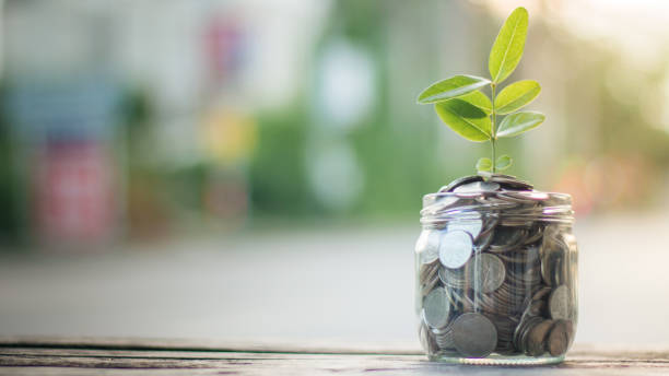 istock Finance and save money concept with business for planting tree 1220064261