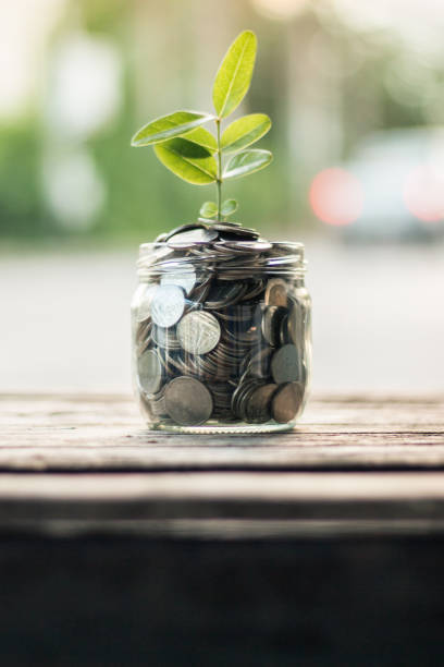 istock Finance and save money concept with business for planting tree 1220064293