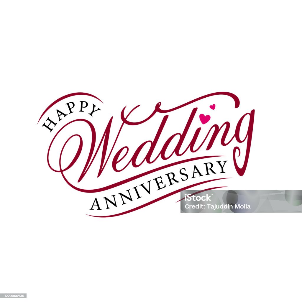 Happy Wedding Anniversary Vector Design With Beautiful Lettering ...