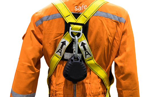 Industrial safety harness ; equipment for high ground working;isolated white background